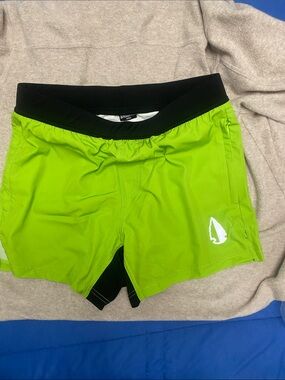Men's Tachuntfish Athletic Shorts - Lime Green with Black Waistband medium